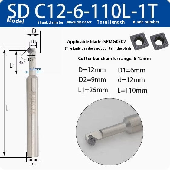 6037 45 degree inside and outside positive and negative chamfering cutter CNC rounding chamfering cutter SD SPK upper and lower bore reverse pull chamfering cutter bar Shandong Denso Pricision Tools Co.,Ltd.